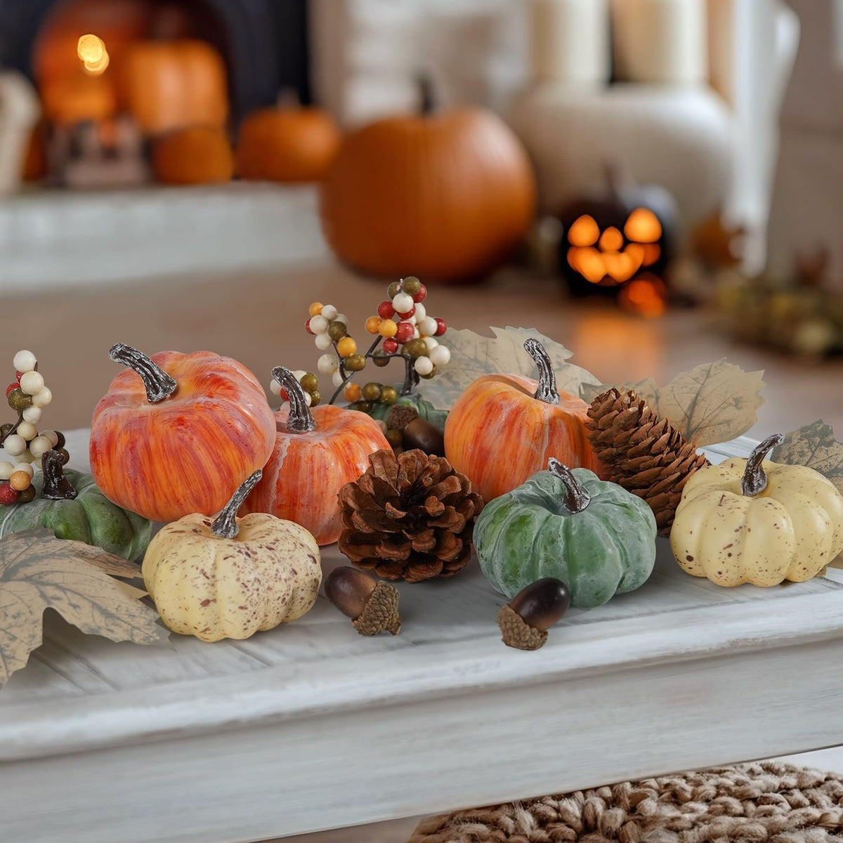 Bonner Harvest Decor Mini Pumpkin and Pinecone Decor Set additional product photo