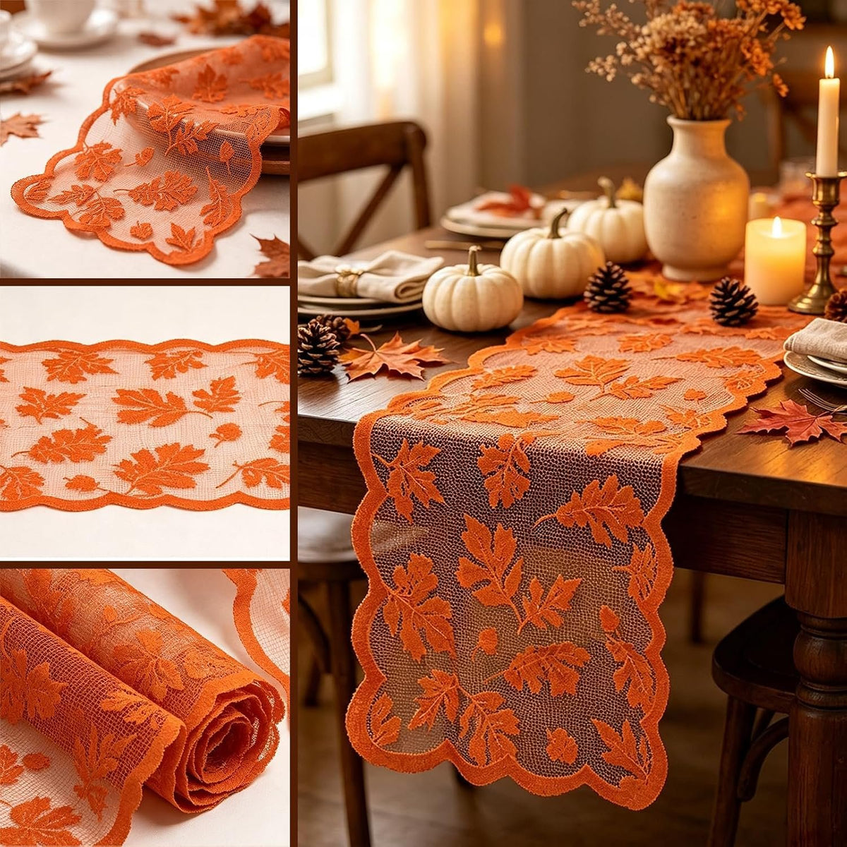 Bonner Harvest Decor Lace Fall Table Runner additional product photo