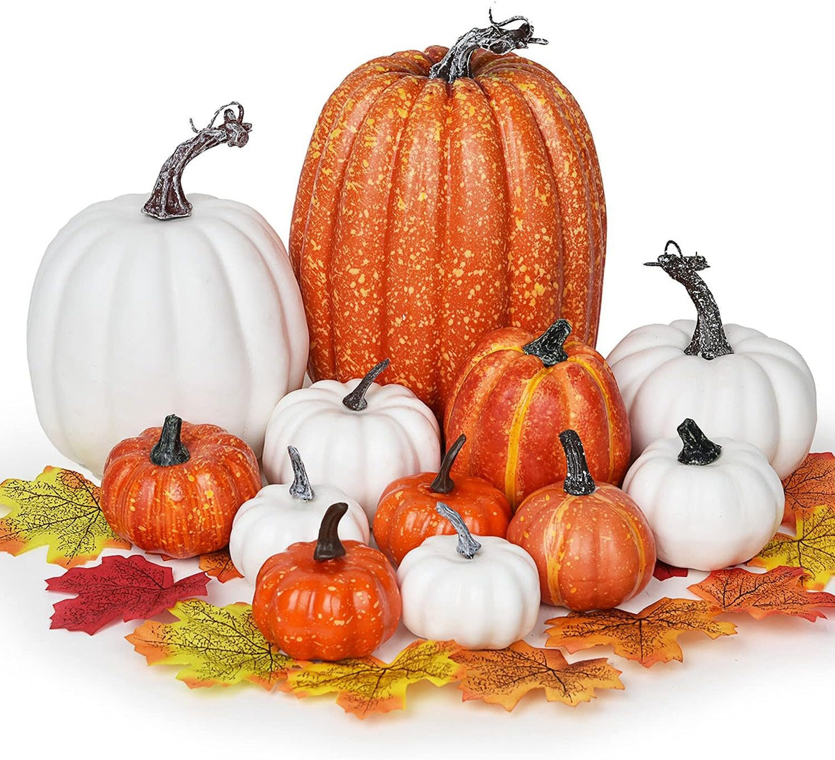 Bonner Harvest Decor Orange and White Artificial Pumpkin Set additional product photo