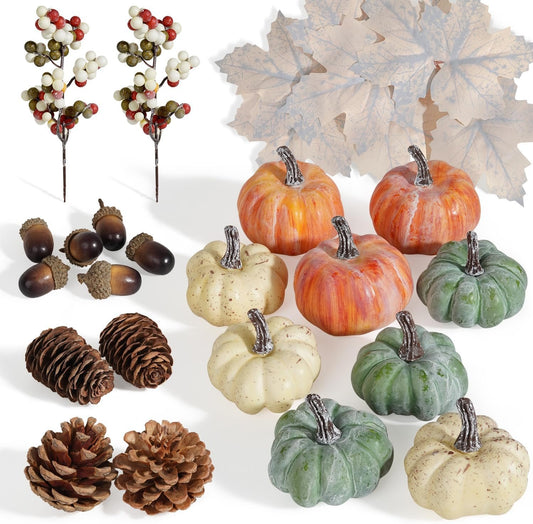 Bonner Harvest Decor Mini Pumpkin and Pinecone Decor Set studio product photo