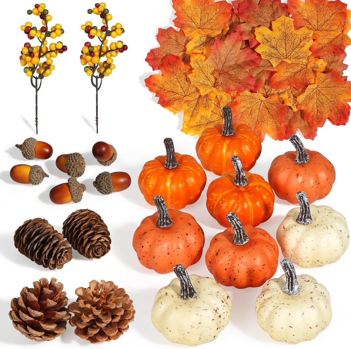 Bonner Harvest Decor Mini Pumpkin and Pinecone Decor Set additional product photo