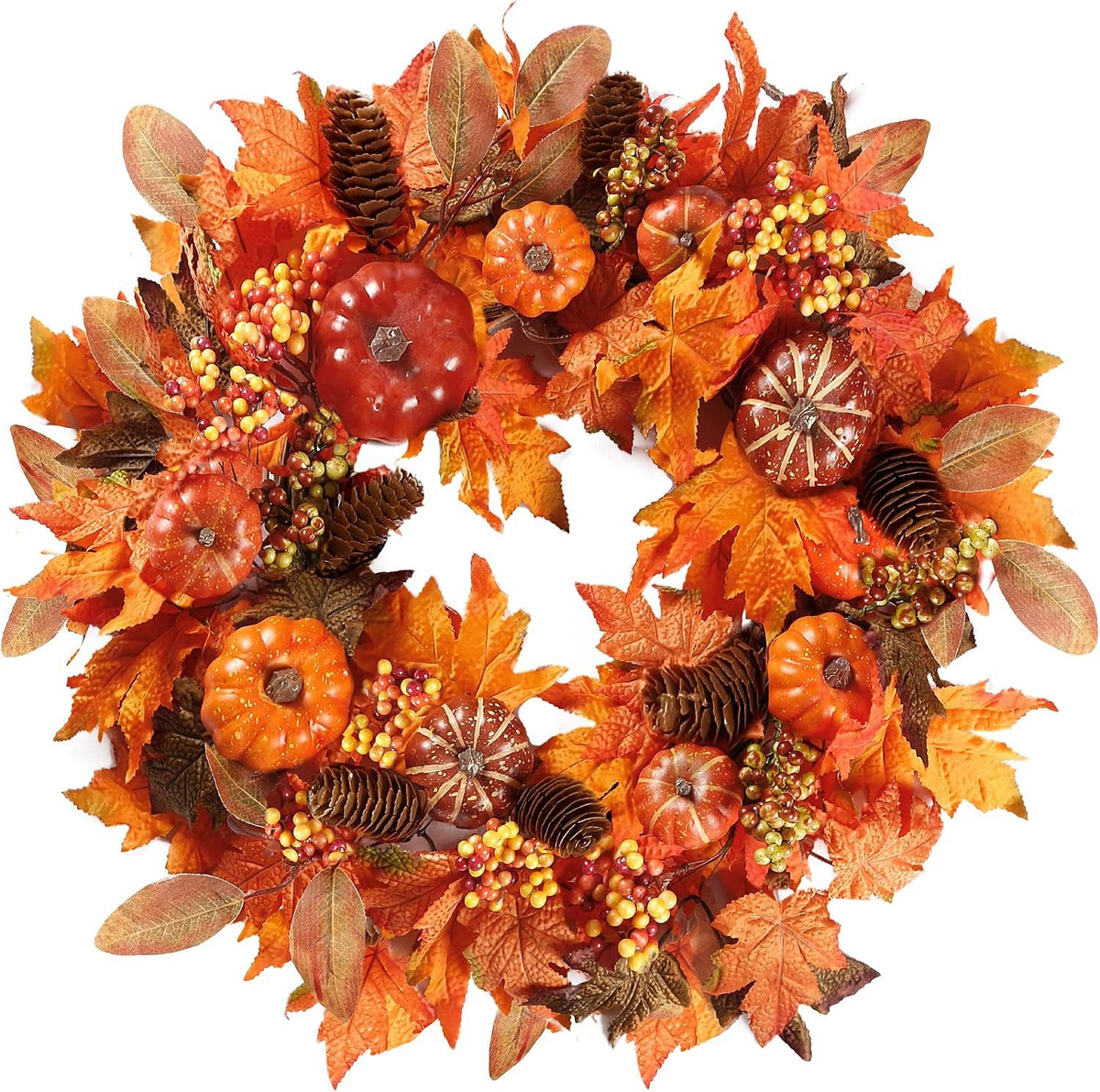 Bonner Harvest Decor Pumpkin and Maple Leaf Fall Wreath additional product photo
