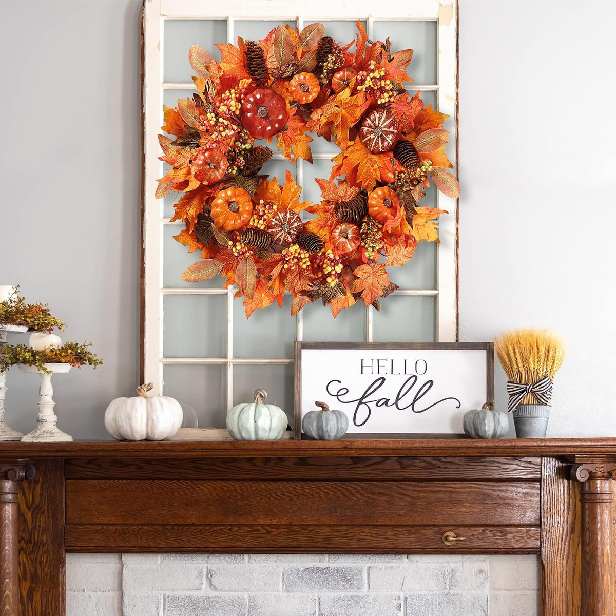 Bonner Harvest Decor Pumpkin and Maple Leaf Fall Wreath additional product photo