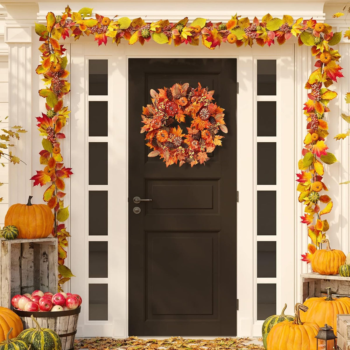 Bonner Harvest Decor Pumpkin and Maple Leaf Fall Wreath additional product photo