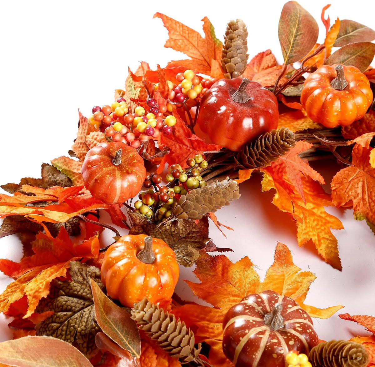 Bonner Harvest Decor Pumpkin and Maple Leaf Fall Wreath additional product photo