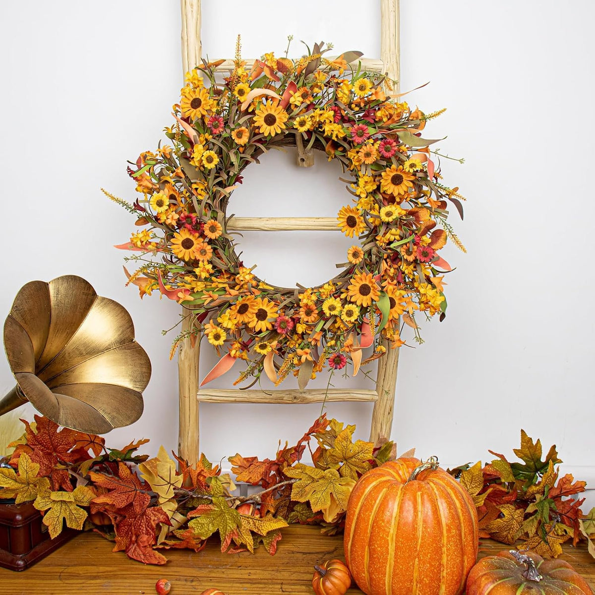 Bonner Harvest Decor Sunflower and Foliage Fall Wreath additional product photo