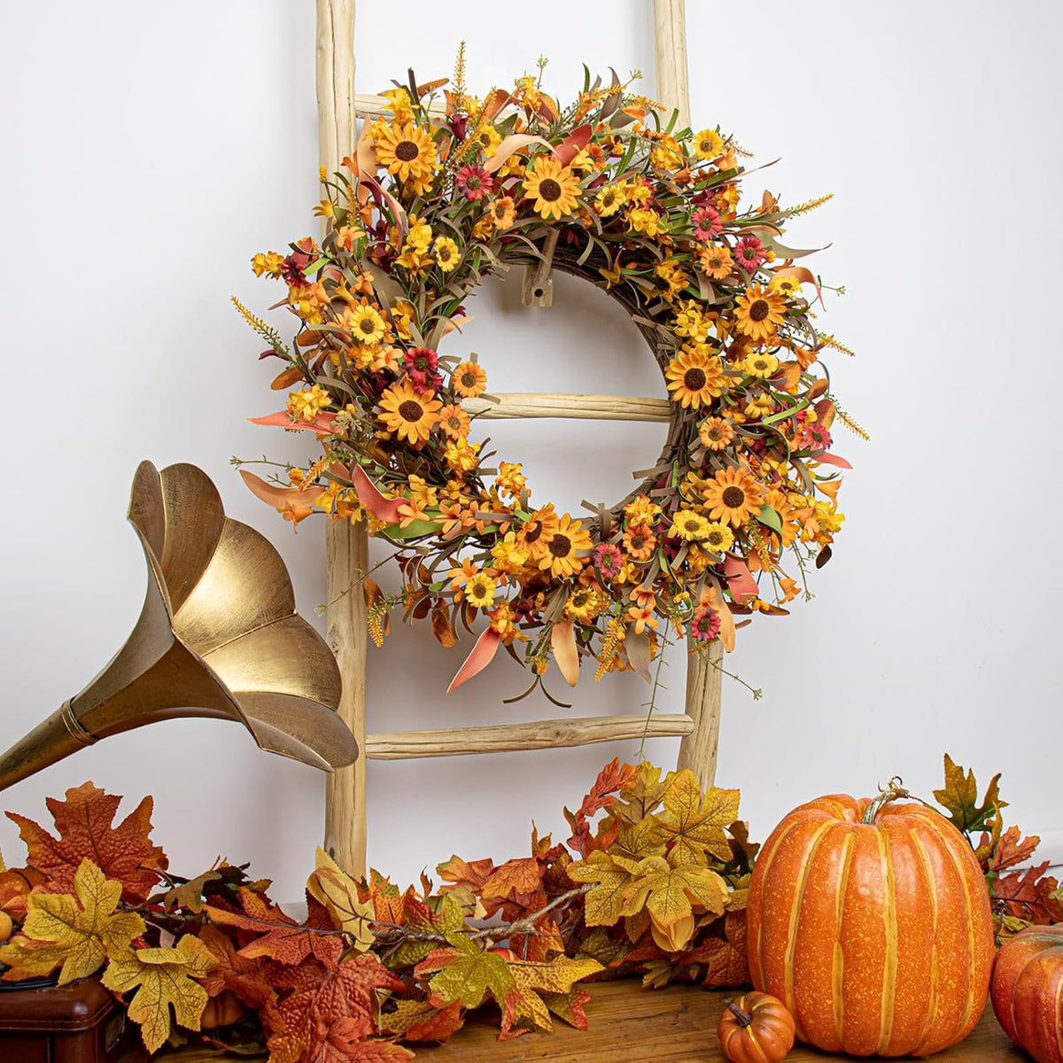 Bonner Harvest Decor Sunflower and Foliage Fall Wreath additional product photo