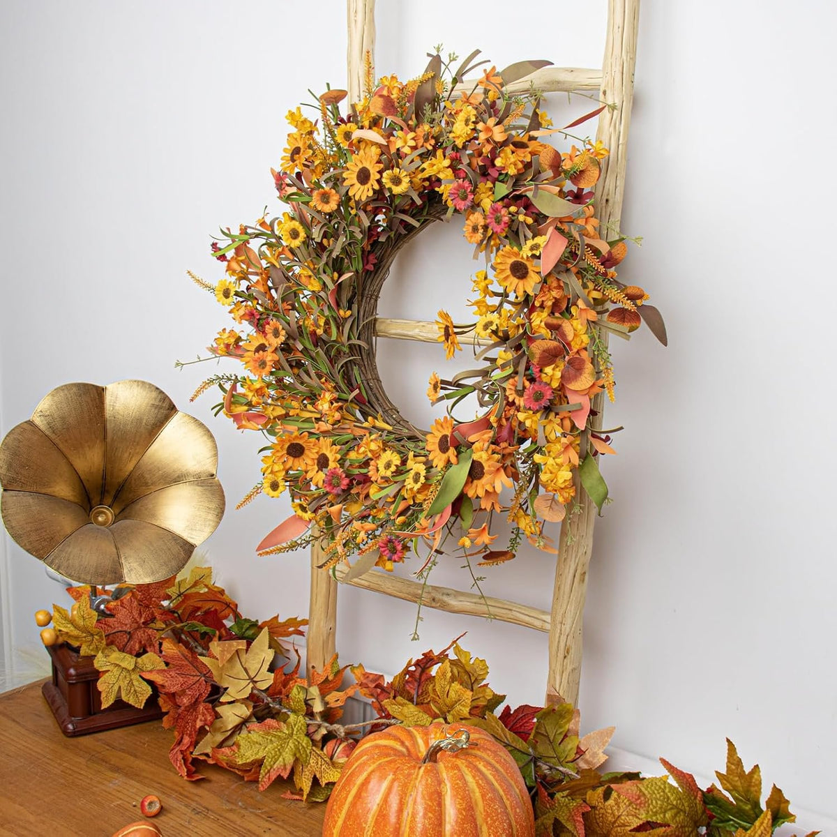 Bonner Harvest Decor Sunflower and Foliage Fall Wreath additional product photo