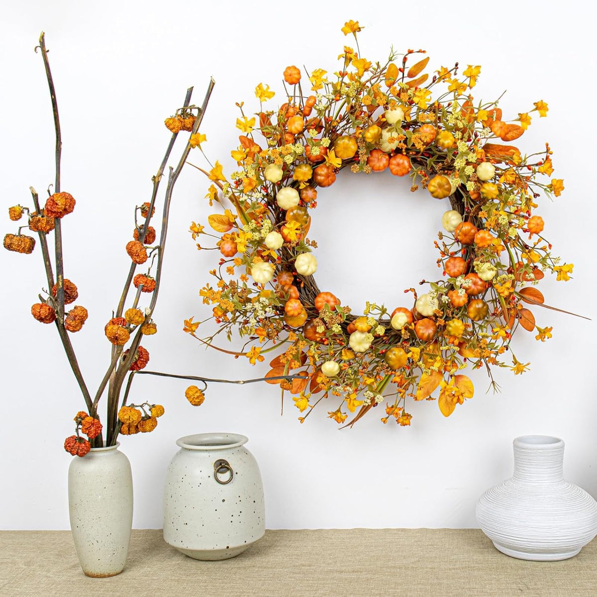 Bonner Harvest Decor Mini Pumpkin Autumn Wreath additional product photo