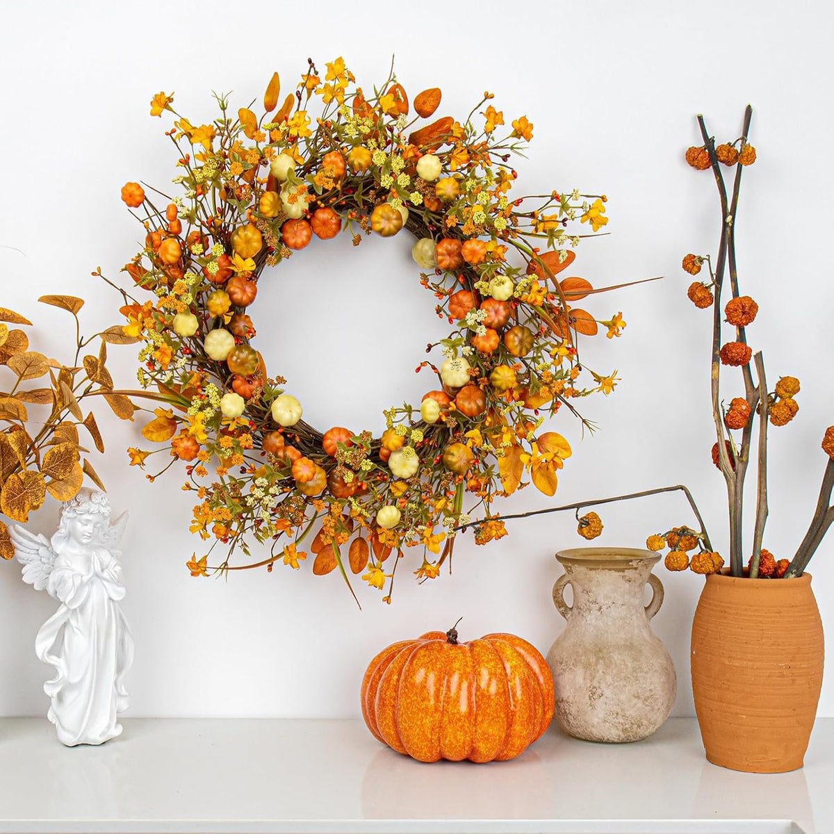 Bonner Harvest Decor Mini Pumpkin Autumn Wreath additional product photo