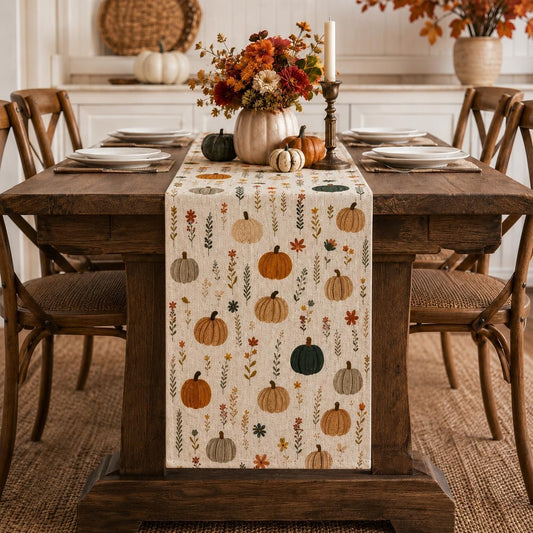 Bonner Harvest Decor Watercolor Pumpkin Table Runner studio product photo