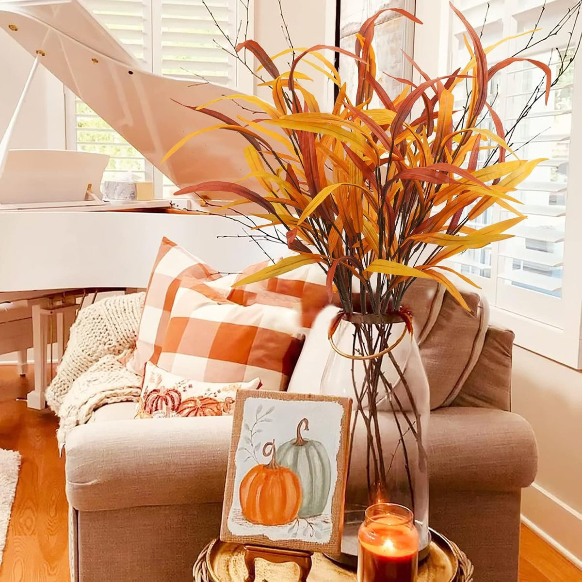 Bonner Harvest Decor Artificial Grass-Leaf Fall Stems additional product photo