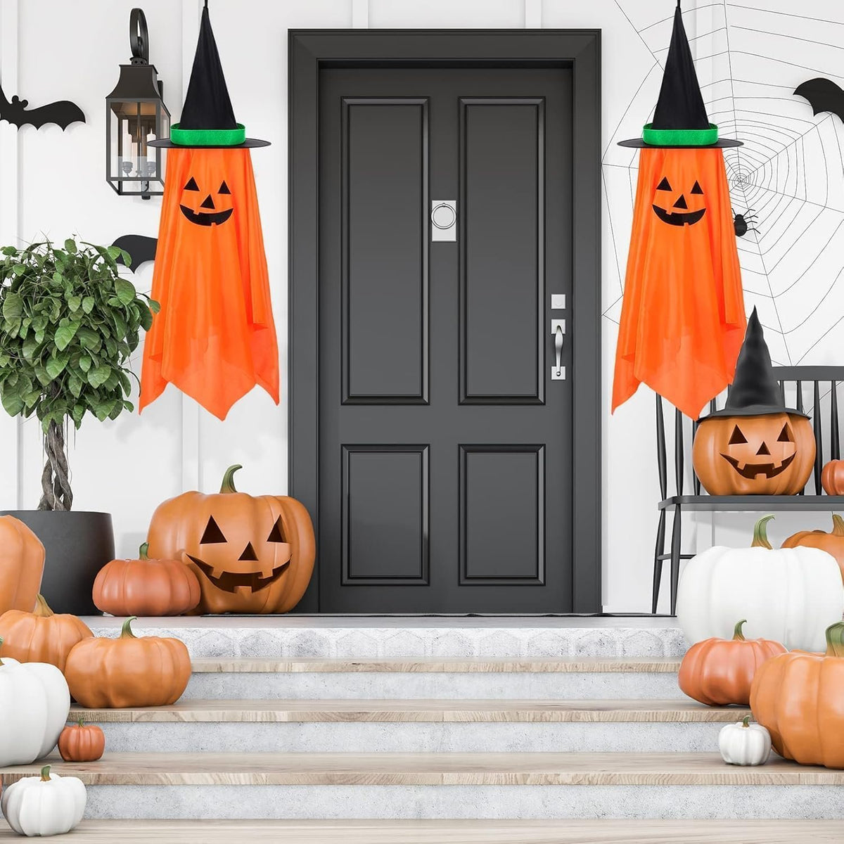 Bonner Harvest Decor Hanging Pumpkin Witch Hat Decorations additional product photo