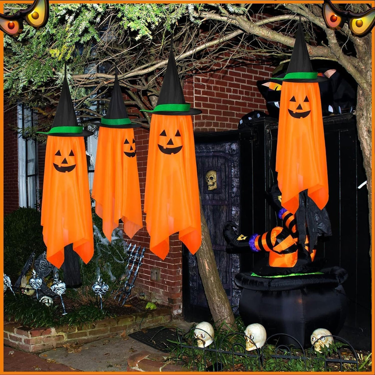 Bonner Harvest Decor Hanging Pumpkin Witch Hat Decorations additional product photo