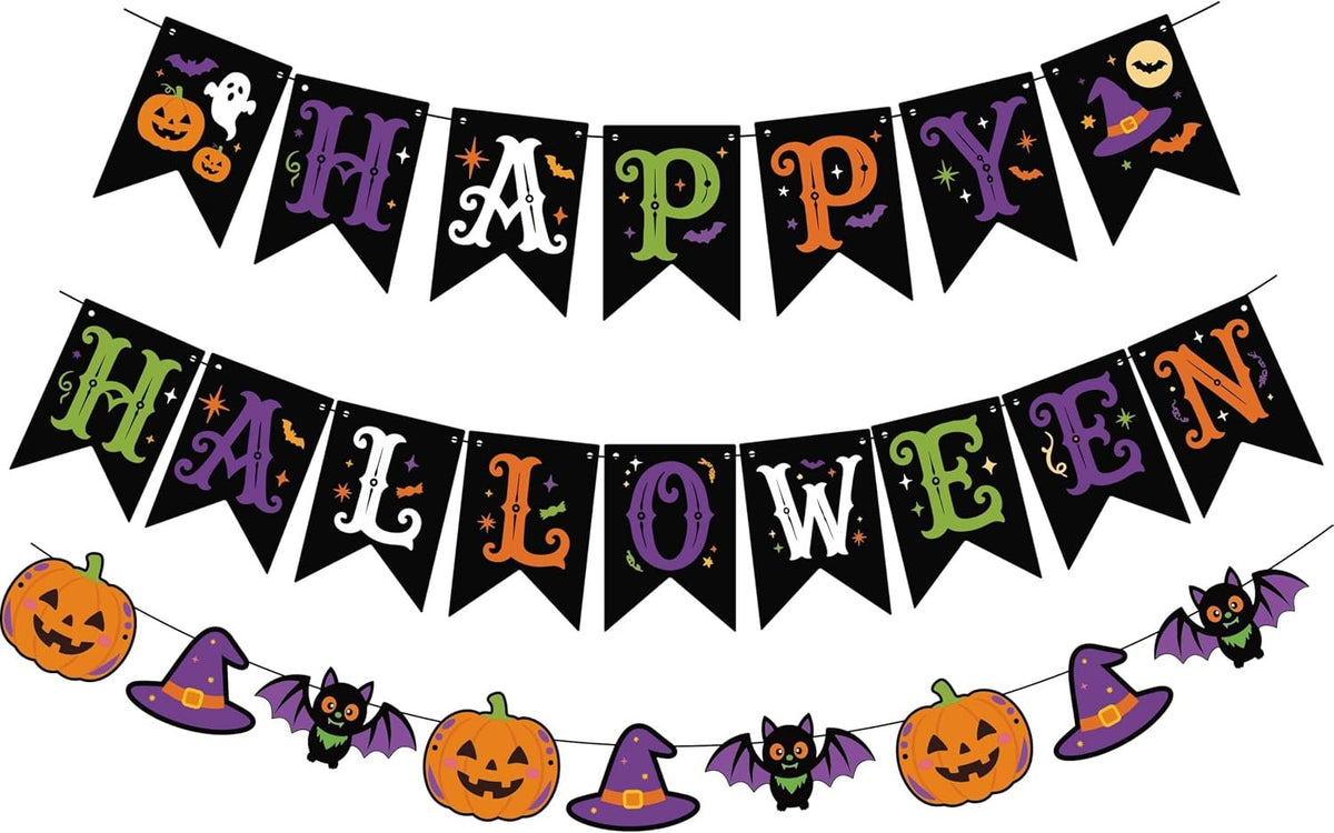 Bonner Harvest Decor Happy Halloween Banner Set studio product photo