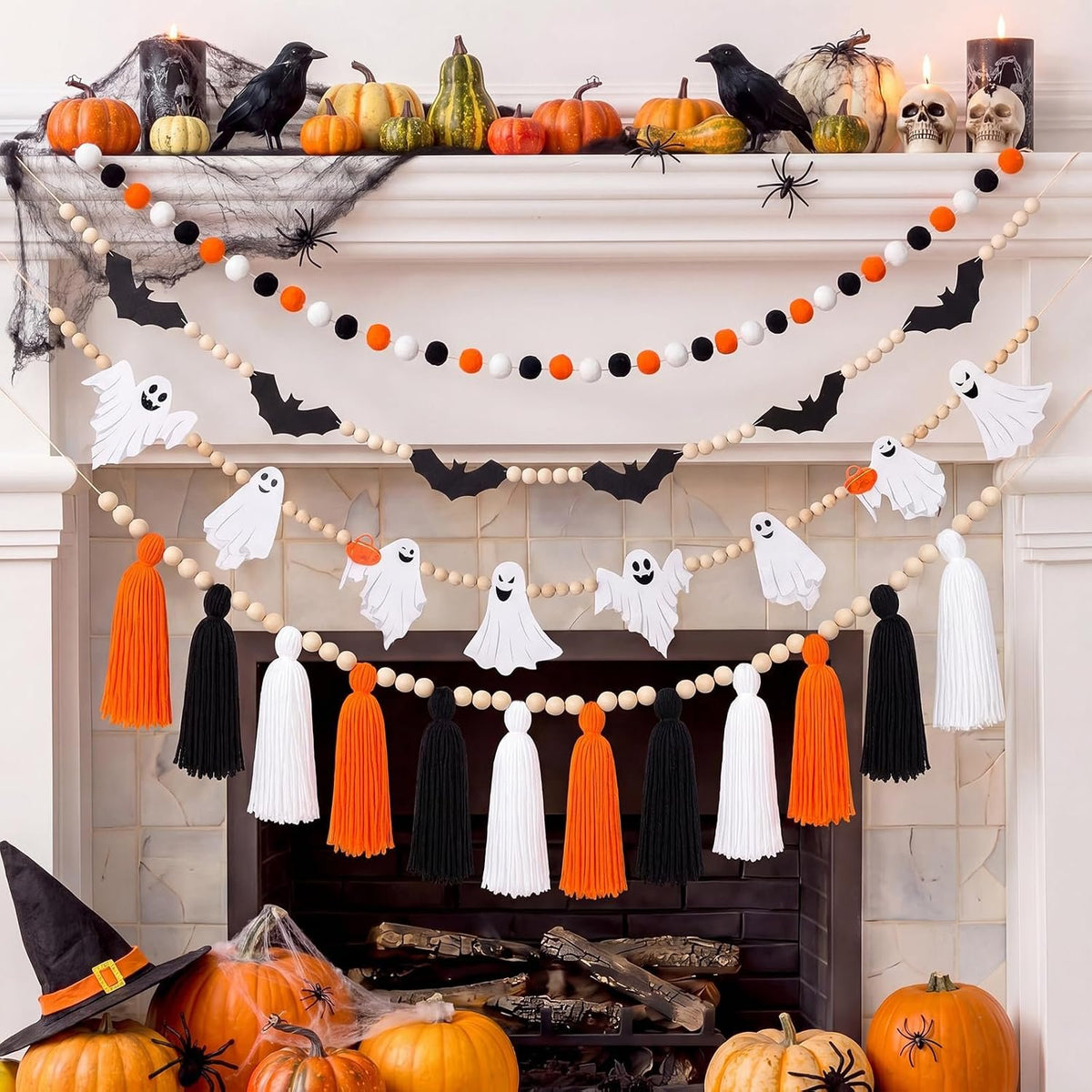 Bonner Harvest Decor Halloween Felt Garland Set studio product photo