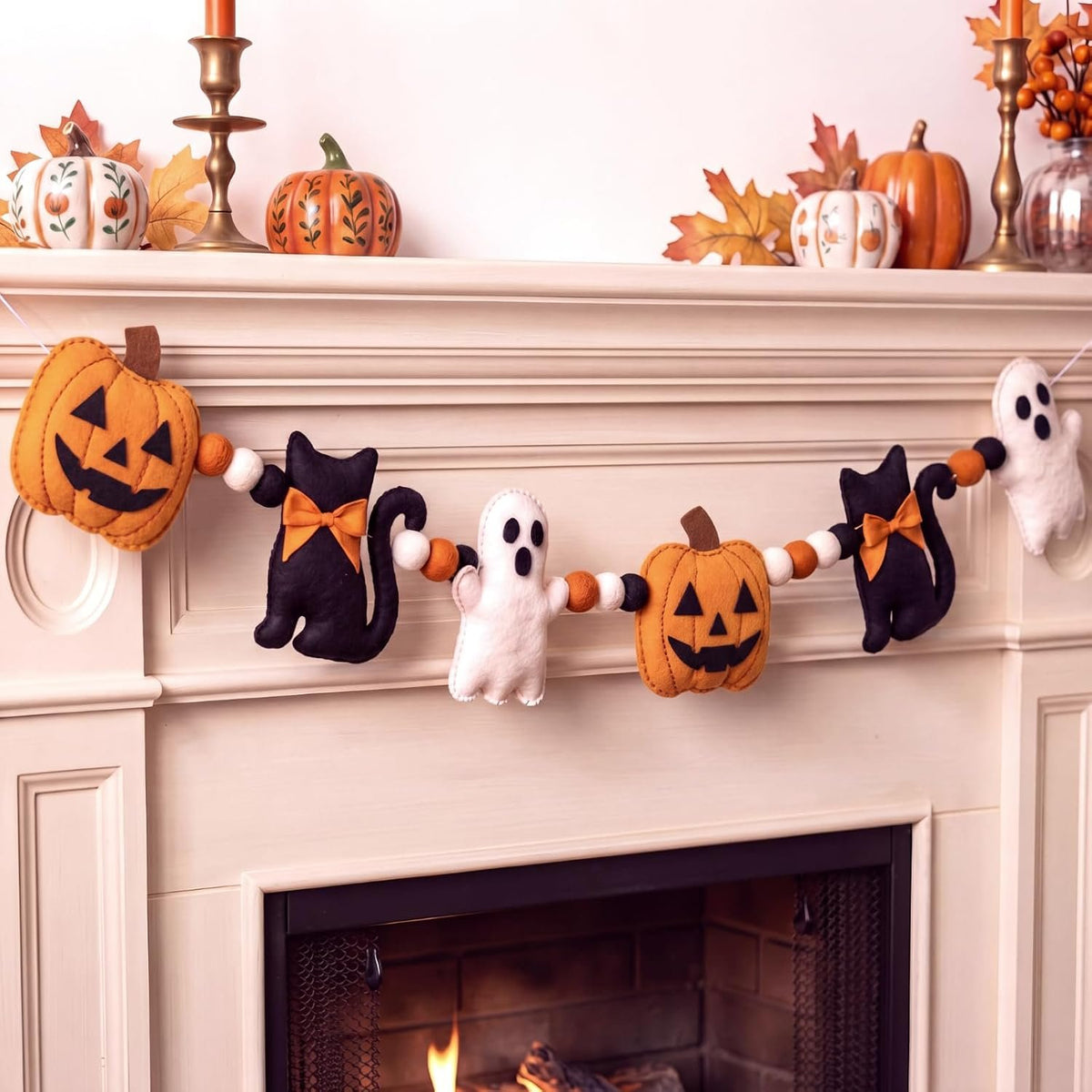 Bonner Harvest Decor Felt Halloween Garland studio product photo