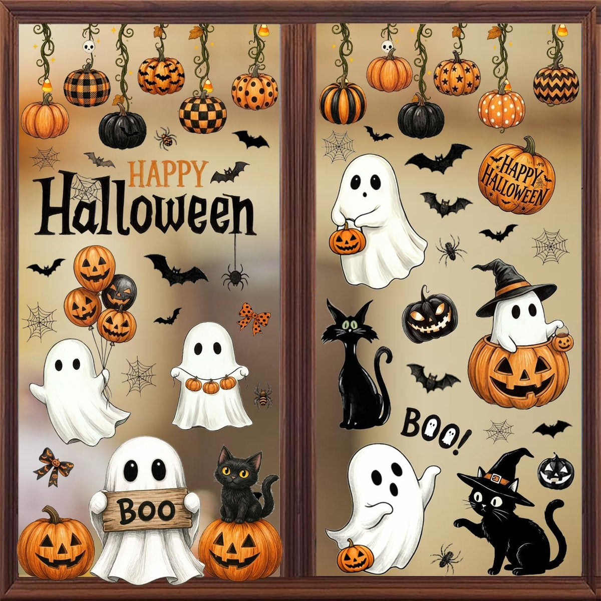 Bonner Harvest Decor Retro Halloween Window Clings studio product photo