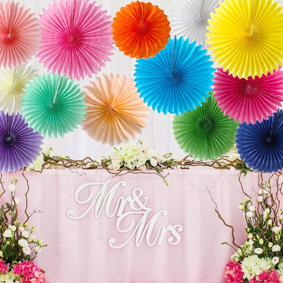Bonner Harvest Decor Multicolor Hanging Paper Fan Set studio product photo