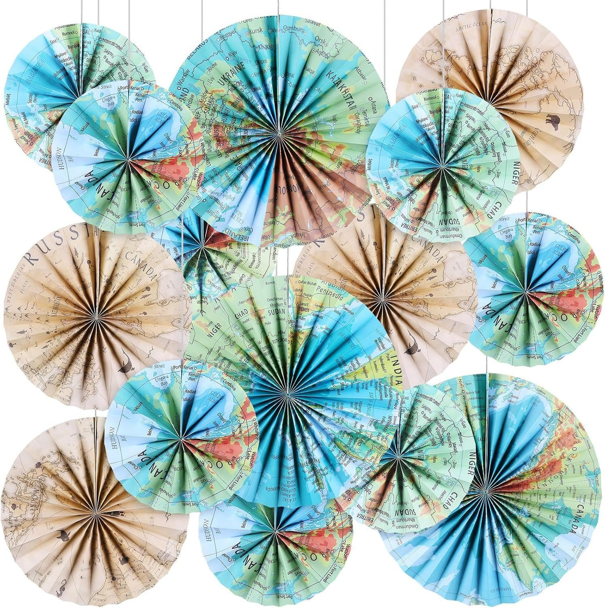 Bonner Harvest Decor Patterned Paper Fan Set additional product photo