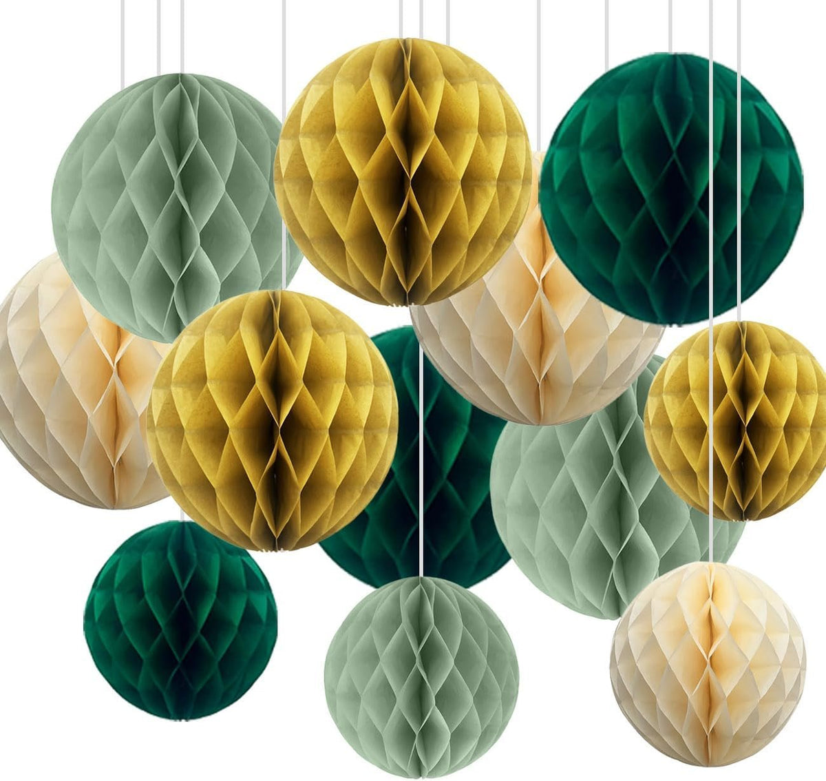 Bonner Harvest Decor Two-Size Honeycomb Ball Set studio product photo